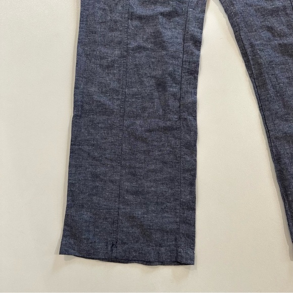 New York & Company Streetwear Women’s Linen Blend Wide Leg Pull On Denim Pants - Picture 4 of 11